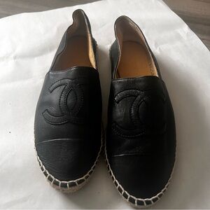 Chanel Black Espadrille Flats